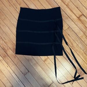Black Mini Skirt with Ribbon Accents
